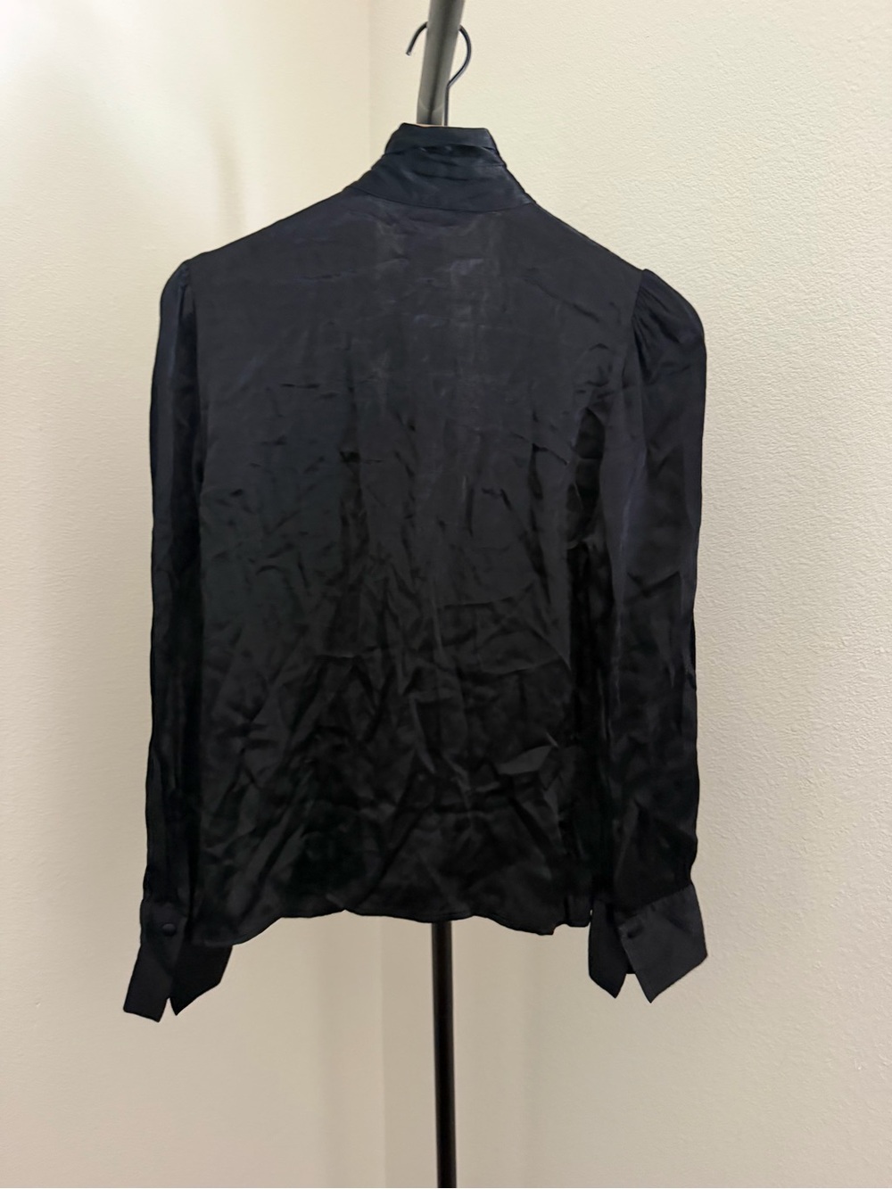 Zara Black Satin Tie-Neck Blouse - Picture 4 of 4